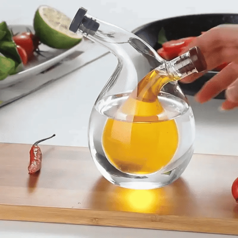 2-in-1 Öl & Essig Spender aus Glas mit Doppelkammer
