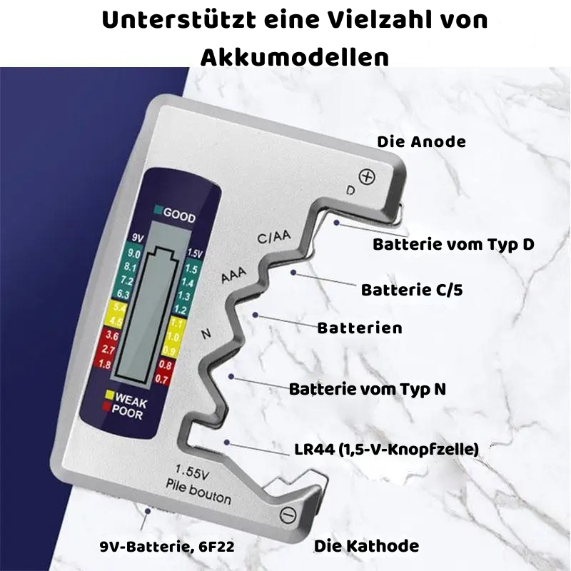 Digitaler Batterietester mit LCD – Schnell & Präzise