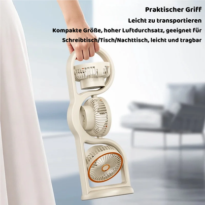 Tragbarer USB Ventilator mit 3 Köpfen & 5 Stufen Kühlung