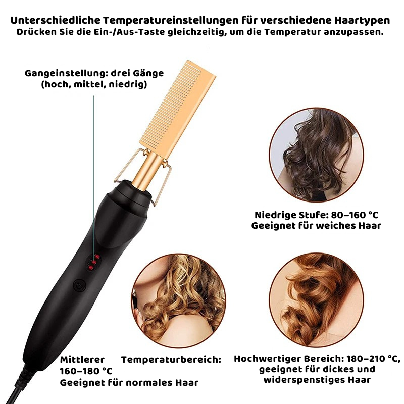 Elektrischer Keramik-Heißkamm zur Haarglättung