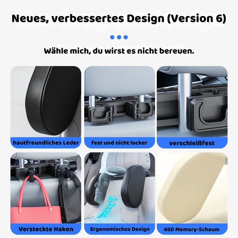 360° Verstellbares Auto Kopfstützen-Kissen aus Erinnerung Schaum