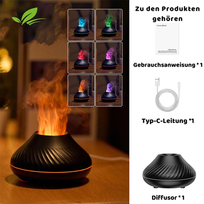 Ultrasonic Aroma Diffuser mit Flammenlicht & 130ml Tank