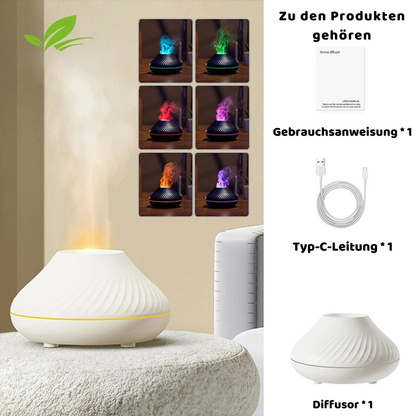 Ultrasonic Aroma Diffuser mit Flammenlicht & 130ml Tank