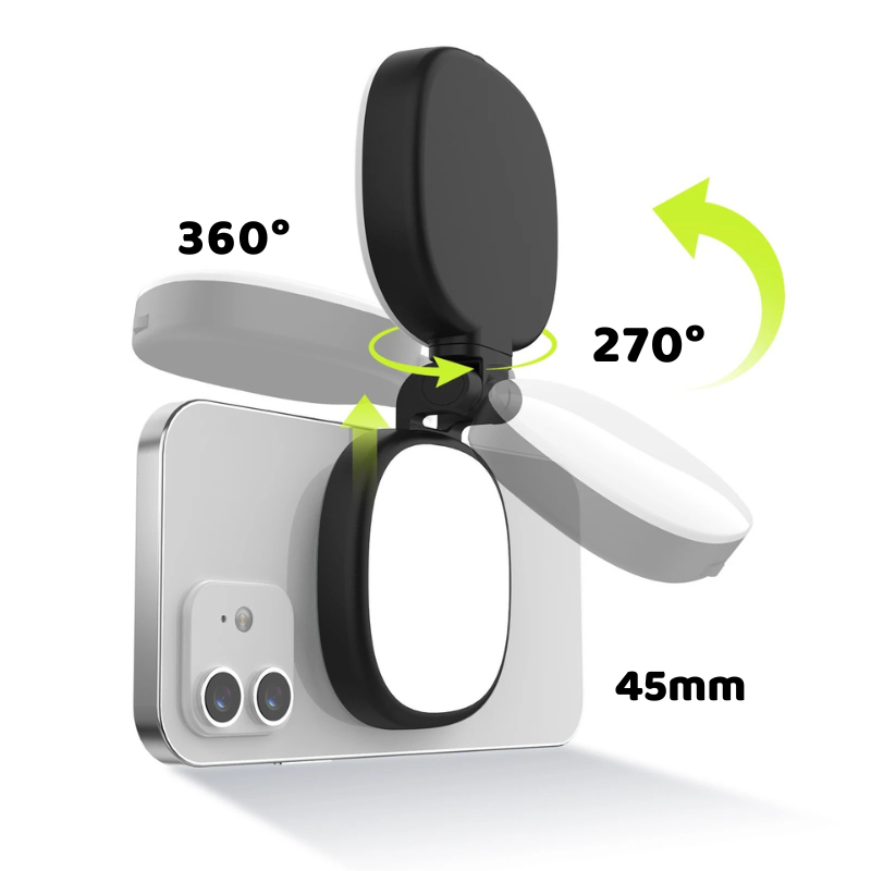 2-in-1 Selfie Spiegel mit LED Licht – Magnetisch & Verstellbar