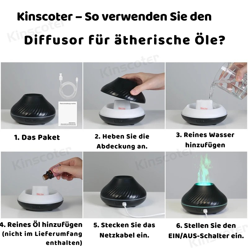 Ultrasonic Aroma Diffuser mit Flammenlicht & 130ml Tank