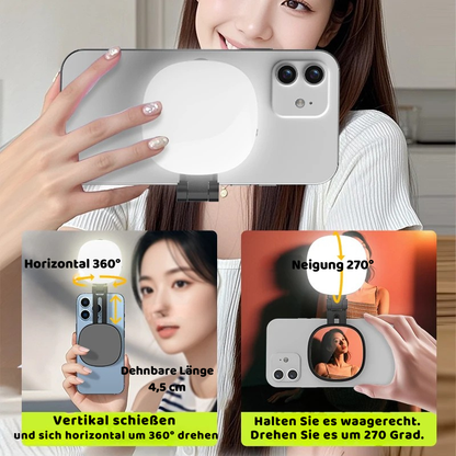 2-in-1 Selfie Spiegel mit LED Licht – Magnetisch & Verstellbar