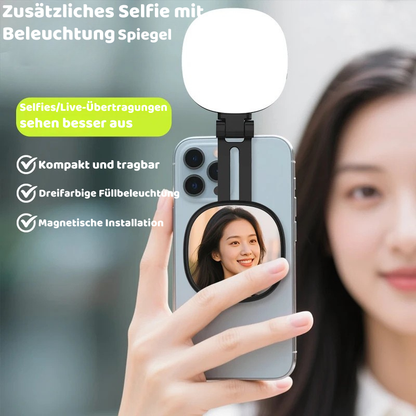 2-in-1 Selfie Spiegel mit LED Licht – Magnetisch & Verstellbar