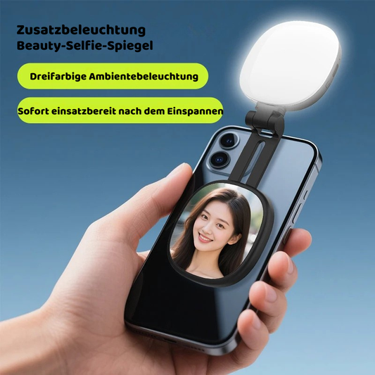2-in-1 Selfie Spiegel mit LED Licht – Magnetisch & Verstellbar