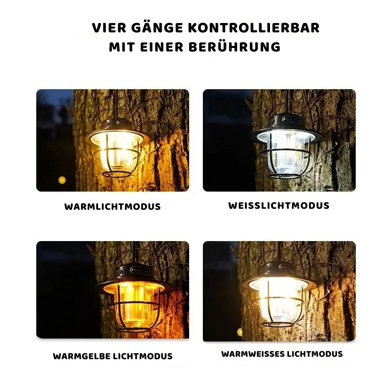 Retro LED Campinglampe – dimmbar & wiederaufladbar