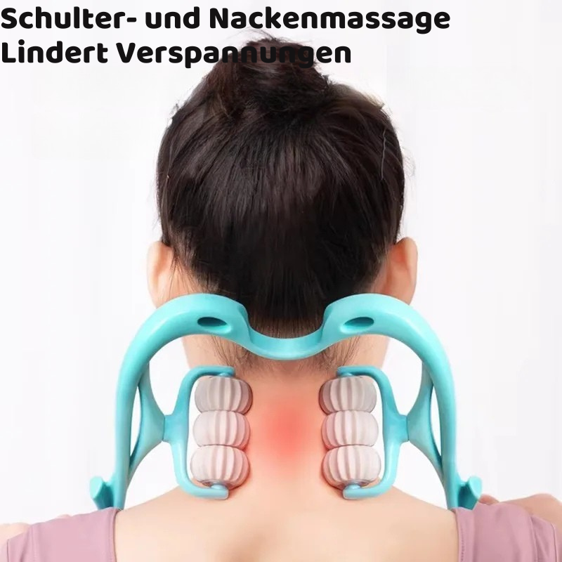 Ergonomischer Nackenmassager mit 6 Rollen für Entspannung