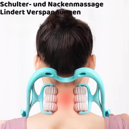 Ergonomischer Nackenmassager mit 6 Rollen für Entspannung