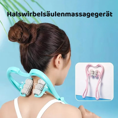Ergonomischer Nackenmassager mit 6 Rollen für Entspannung