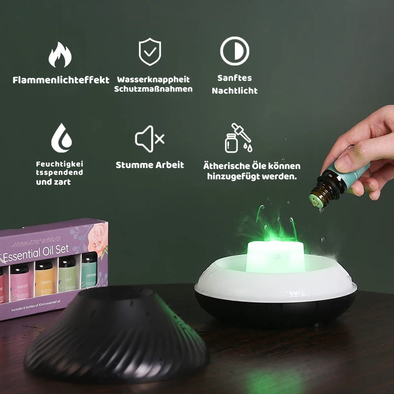 Ultrasonic Aroma Diffuser mit Flammenlicht & 130ml Tank