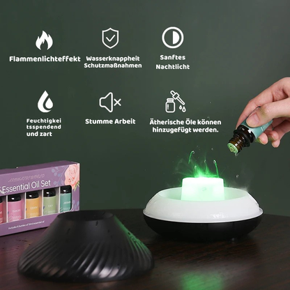 Ultrasonic Aroma Diffuser mit Flammenlicht & 130ml Tank