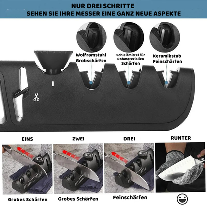 Präziser 4-Stufen Messerschärfer mit Winkelanpassung