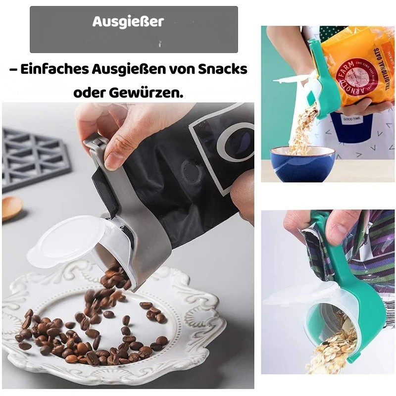 Cleverer Beutelclip mit Ausgießer für deine Küche