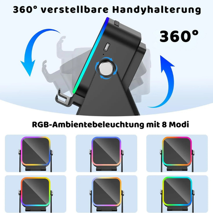2in1 Bluetooth Lautsprecher mit LED & Smartphone Halter