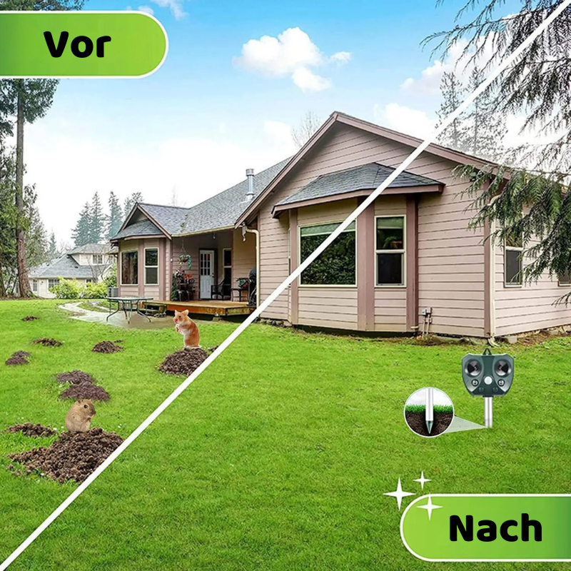 Solar Tierabwehrgerät mit Ultraschall & LED Schutz