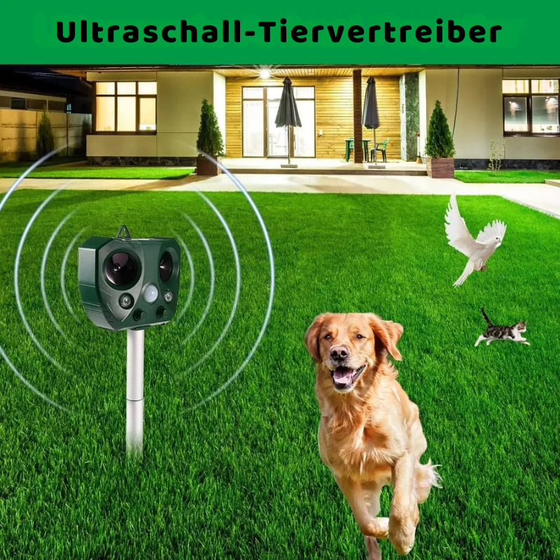 Solar Tierabwehrgerät mit Ultraschall & LED Schutz