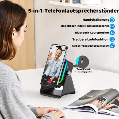 2in1 Bluetooth Lautsprecher mit LED & Smartphone Halter