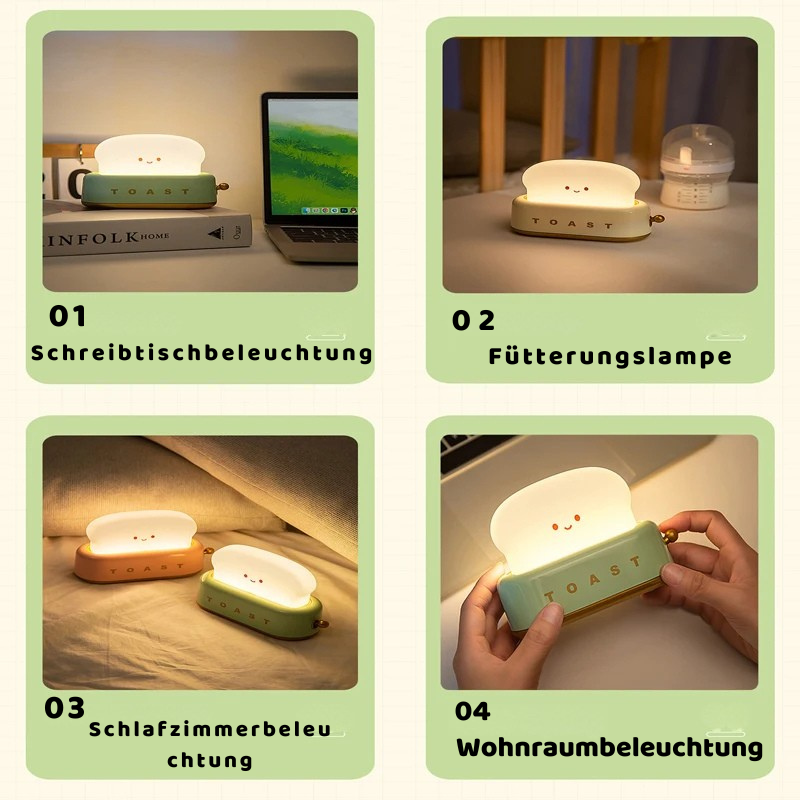 Süße Toast Nachtlampe – Warmes LED Licht & Timer Funktion