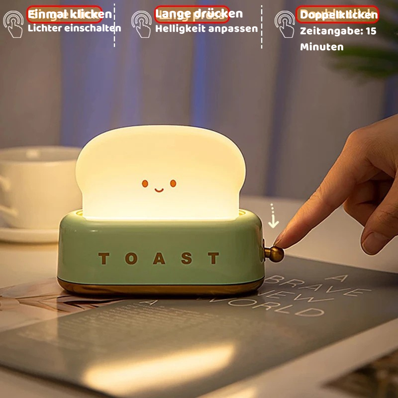 Süße Toast Nachtlampe – Warmes LED Licht & Timer Funktion