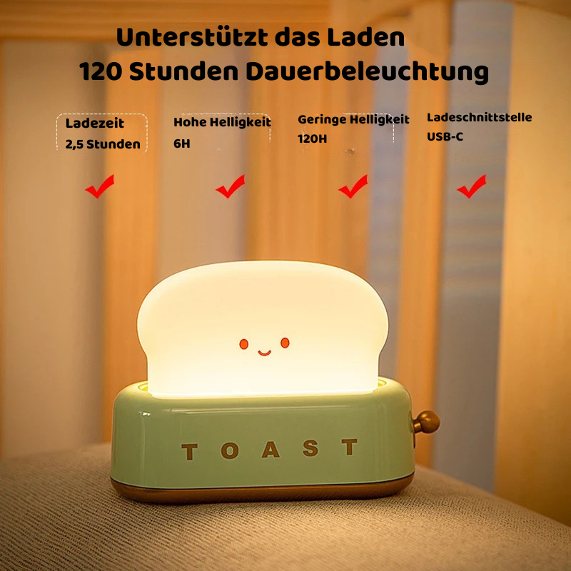 Süße Toast Nachtlampe – Warmes LED Licht & Timer Funktion