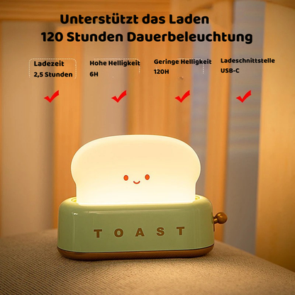 Süße Toast Nachtlampe – Warmes LED Licht & Timer Funktion
