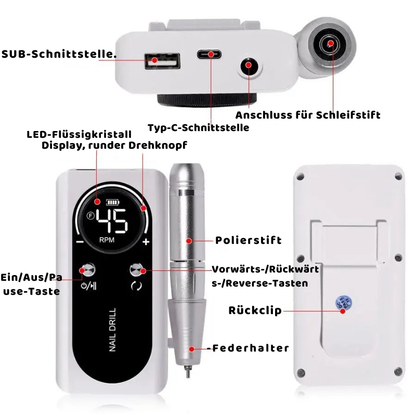 Profi Nagel Bohren mit LCD Anzeige– Leise & Leistungsstark