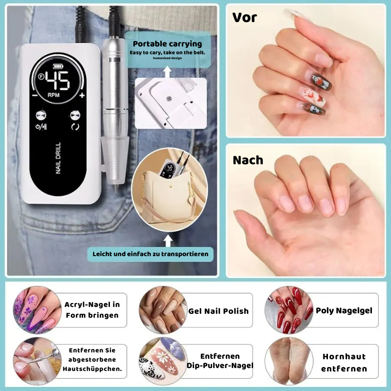 Profi Nagel Bohren mit LCD Anzeige– Leise & Leistungsstark