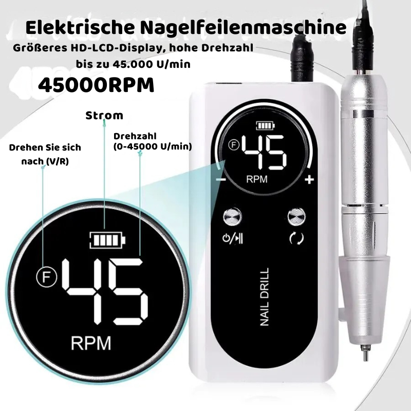 Profi Nagel Bohren mit LCD Anzeige– Leise & Leistungsstark