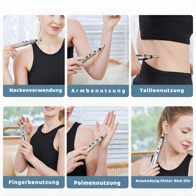 Elektronischer Akupunktur-Massagestift mit 5 Aufsätzen – Tragbares Körpermassagegerät