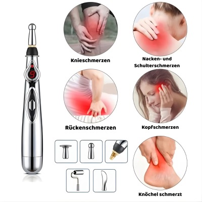 Elektronischer Akupunktur-Massagestift mit 5 Aufsätzen – Tragbares Körpermassagegerät