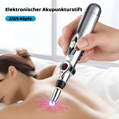 Elektronischer Akupunktur-Massagestift mit 5 Aufsätzen – Tragbares Körpermassagegerät