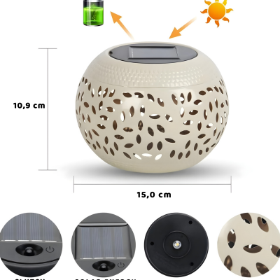 Solar LED Tischlampe Im Freien– Warmes Licht & stilvolle Deko