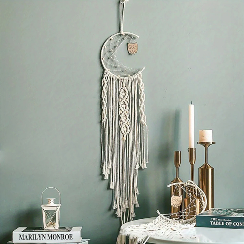 Nordic Boho Wandbehang – Makramee Stern & Mond Deko