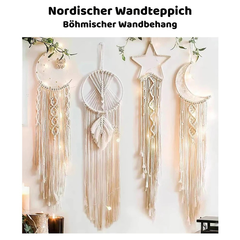 Nordic Boho Wandbehang – Makramee Stern & Mond Deko