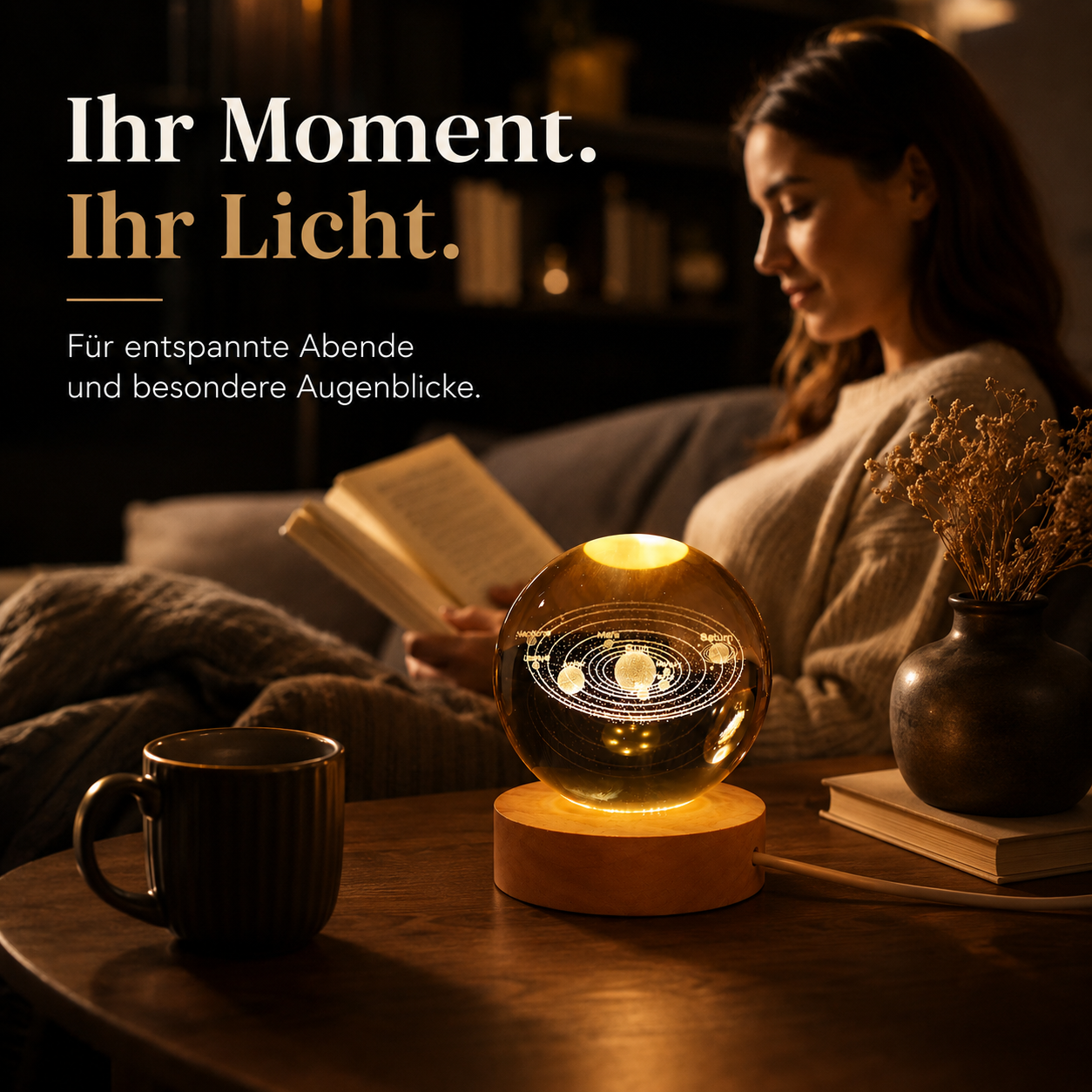 Genießen Sie warmes LED-Licht und eine beruhigende Atmosphäre für entspannte Abende. Die elegante Kristalllampe setzt stilvolle Akzente in jedem Wohnraum.