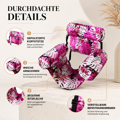 Baby Schwimmsitz mit Sicherheitsgurt, aufblasbarer Konstruktion und sicherem Halt für Kleinkinder im Wasser.