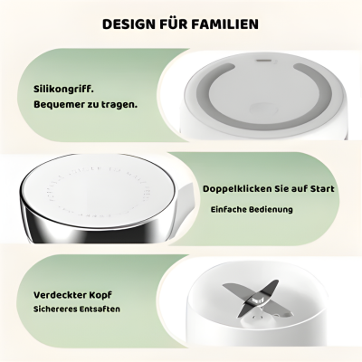 Der BlendGo Pro Safe wurde speziell für den Alltag entwickelt – einfach, sicher und perfekt für die ganze Familie. Mit seinem ergonomischen Silikongriff liegt er angenehm in der Hand und ist ideal für unterwegs.