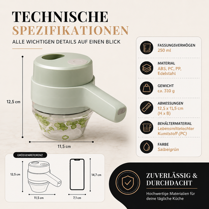 Mini-Lebensmittelzerkleinerer elektrisch – schnelles Schneiden