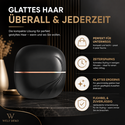 Mini Haar Glätteisen Bürste– Glattes Haar überall & jederzeit