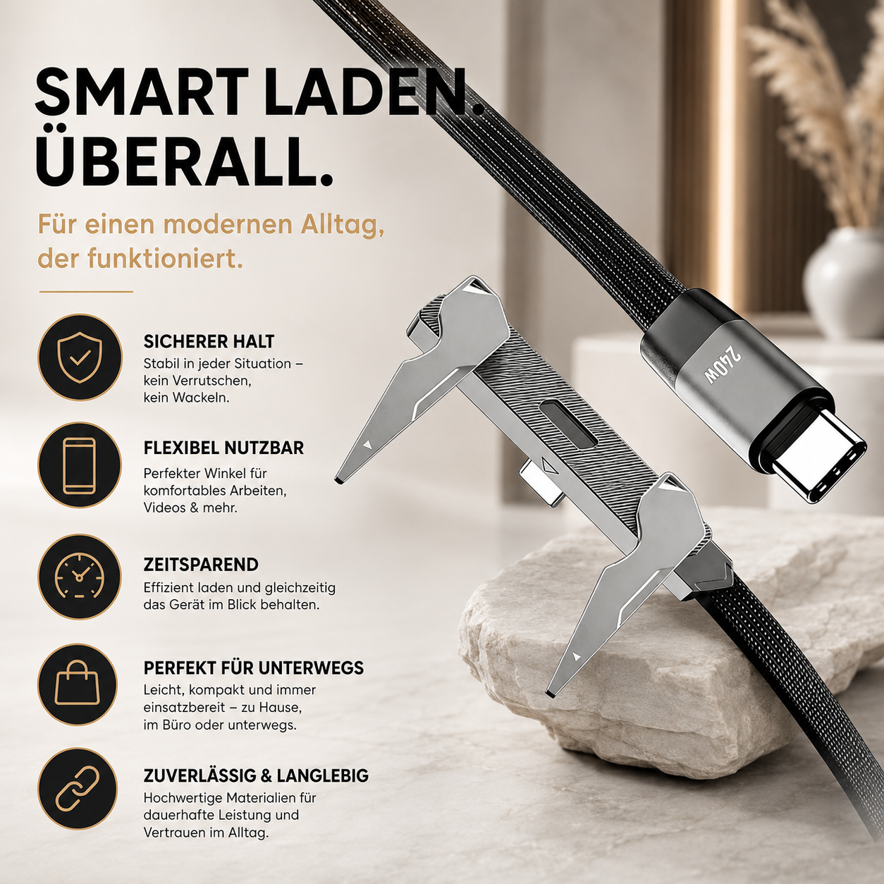240W USB-C Kabel mit Standfunktion – Schnell & Smart Laden