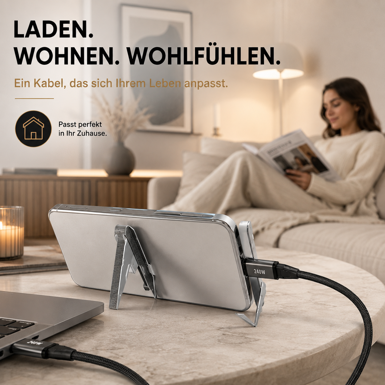 240W USB-C Kabel mit Standfunktion – Schnell & Smart Laden