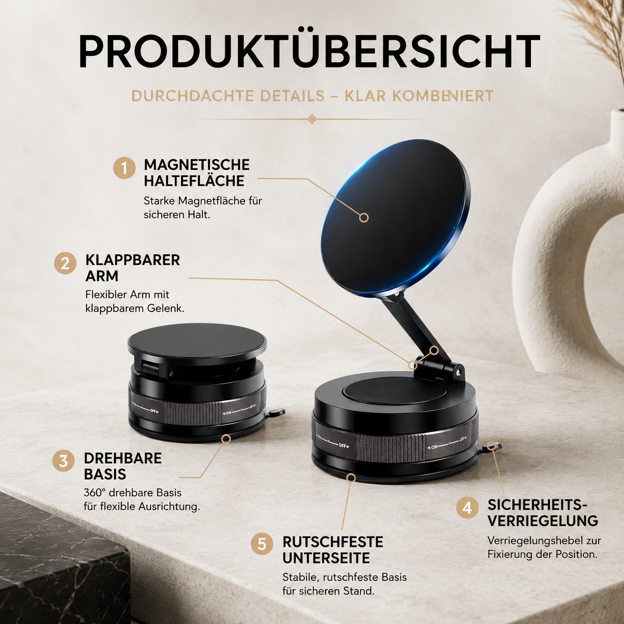 Magnetische Auto Handyhalterung mit 360° Rotation