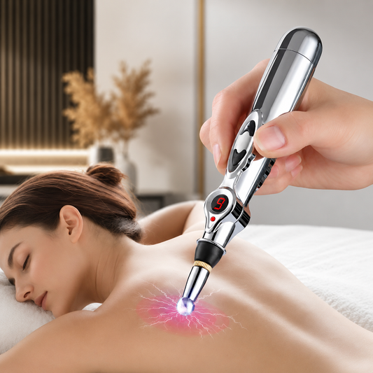 Elektronischer Akupunktur-Massagestift mit 5 Aufsätzen – Tragbares Körpermassagegerät