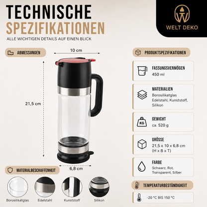 350 ml Glas-Honigspender mit Tropf-Stopp & Komfortgriff