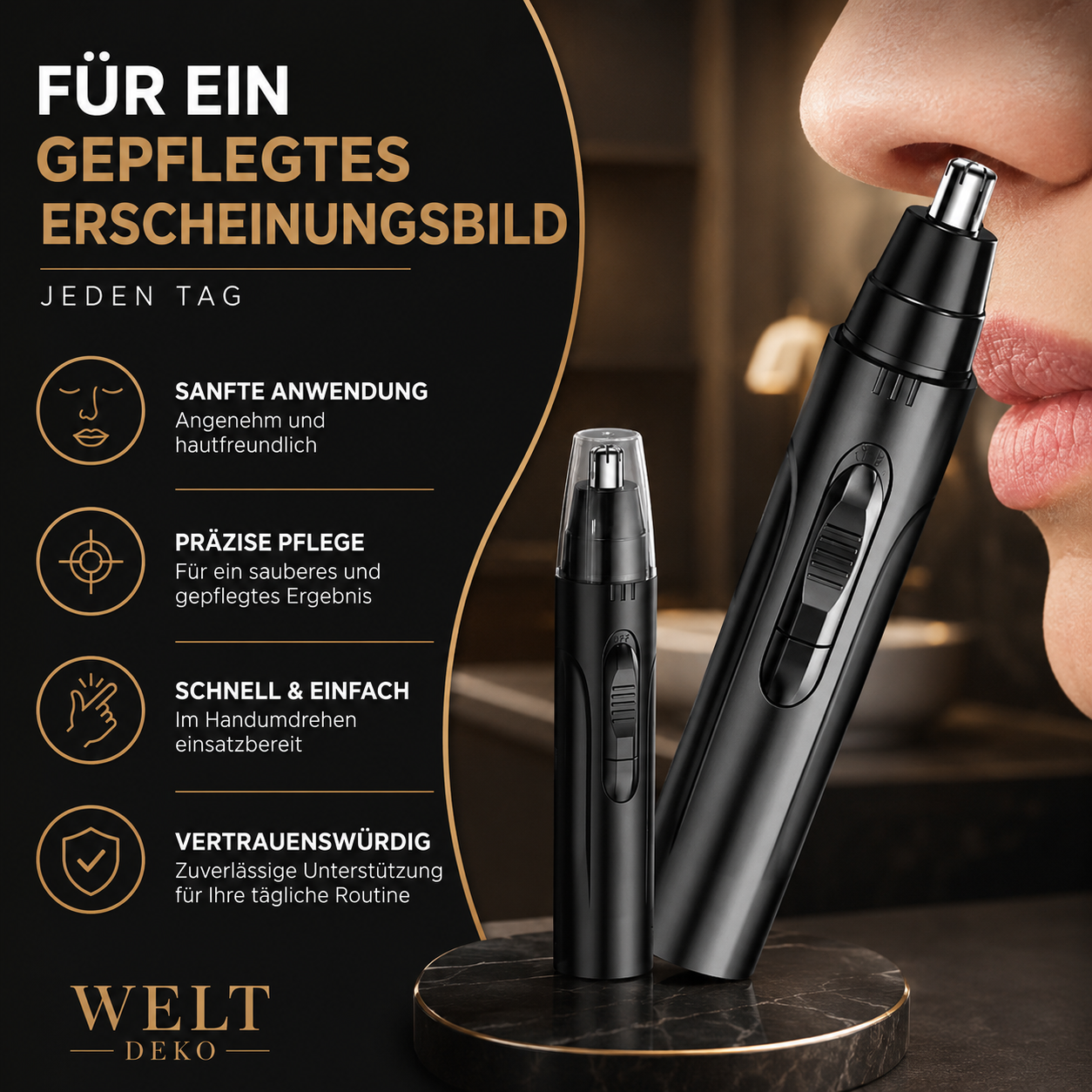 Elektrischer Nasen- und Ohrhaartrimmer – Präzisions-Pflegegerät