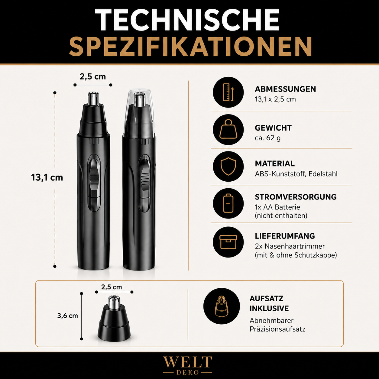 Elektrischer Nasen- und Ohrhaartrimmer – Präzisions-Pflegegerät
