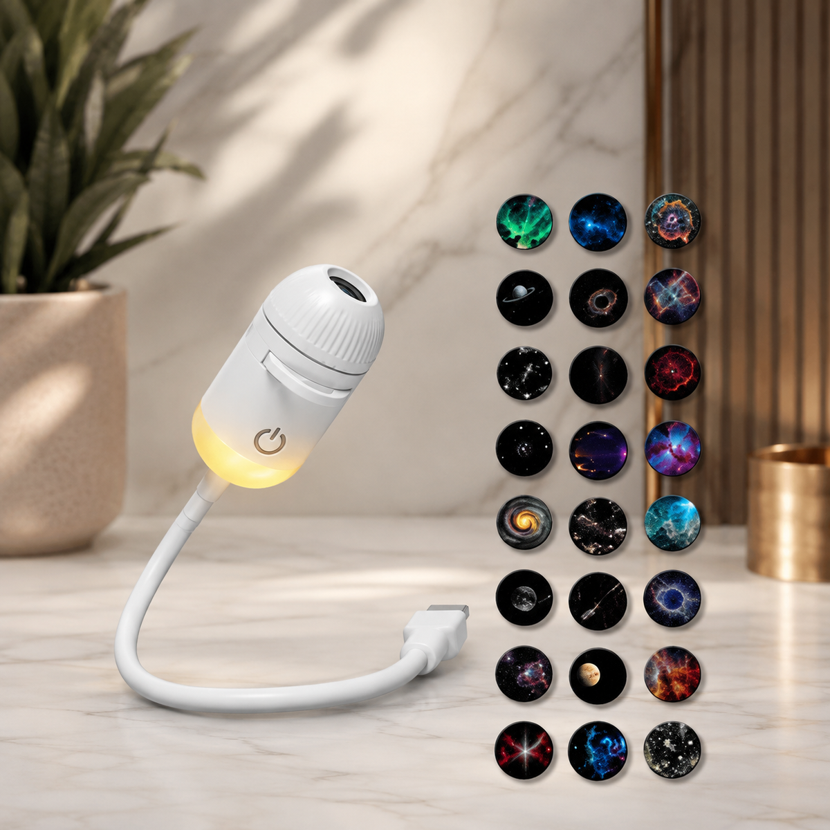 2-in-1 Galaxy-Projektionslampe – USB Nachtlicht mit 360° Projektion